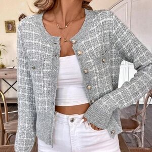 Women's Plaid Button Down Cardigan
